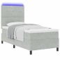 letto box spring vidaXL con materasso e luce LED grigio chiaro 80x200 cm velluto