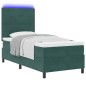 vidaXL Box Spring Letto con Materasso e LED Verde Scuro 90x190 cm Velluto