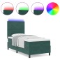 vidaXL Box Spring Letto con Materasso e LED Verde Scuro 90x190 cm Velluto