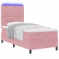 Letto dal Box Spring vidaXL con Materasso e LED Rosa 90x190 cm in Velluto