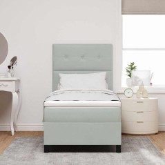 vidaXL Letto a Molla con Materasso e Luce LED Grigio Chiaro 100x200 cm Velluto