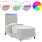 vidaXL Letto a Molla con Materasso e Luce LED Grigio Chiaro 100x200 cm Velluto