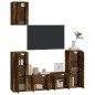 Set di Mobili Porta TV 5 pz Rovere Fumo in Legno Multistrato Set di Mobili Porta TV 5 pz Rovere Fumo in Legno Multistrato