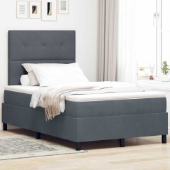 vidaXL Letto Box Spring con Materasso e LED Grigio Scuro 120x190 cm in Velluto
