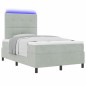 vidaXL Letto Box Spring con Materasso e Luce LED Grigio Chiaro 120x200 cm Velluto