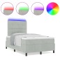 vidaXL Letto Box Spring con Materasso e Luce LED Grigio Chiaro 120x200 cm Velluto