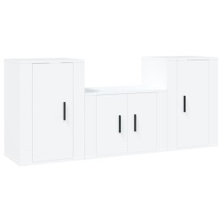Set Mobili Porta TV 3 pz Bianco in Legno Multistrato