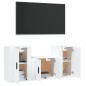 Set Mobili Porta TV 3 pz Bianco in Legno Multistrato Set Mobili Porta TV 3 pz Bianco in Legno Multistrato