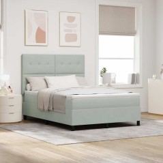 vidaXL Letto Box Spring con Materasso e Luce LED Grigio Chiaro 140x190 cm Velluto
