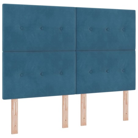 Letto a Molletta con Materasso e LED Blu Scuro 140x190 cm in Velluto