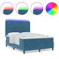 Letto a Molletta con Materasso e LED Blu Scuro 140x190 cm in Velluto