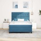 Letto a Molletta con Materasso e LED Blu Scuro 140x190 cm in Velluto