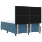 Letto a Molletta con Materasso e LED Blu Scuro 140x190 cm in Velluto