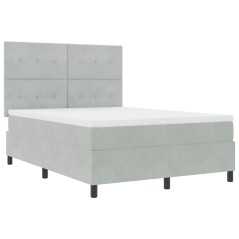 vidaXL Letto a Molle con Materasso e Luce LED Grigio Chiaro 140x200 cm Velluto