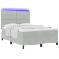 vidaXL Letto con Box Spring e Materasso & Luce LED Grigio Chiaro 160x200 cm Velluto vidaXL Letto con Box Spring e Materasso & Luce LED Grigio Chiaro 160x200 cm Velluto