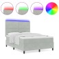 vidaXL Letto con Box Spring e Materasso & Luce LED Grigio Chiaro 160x200 cm Velluto vidaXL Letto con Box Spring e Materasso & Luce LED Grigio Chiaro 160x200 cm Velluto