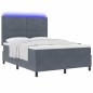 Letto a Molle con Materasso e LED Grigio Scuro 160x200 cm Velluto