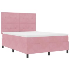 Letto Box Spring vidaXL con Materasso e LED Rosa 160x200 cm in Velluto