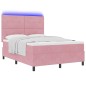 Letto Box Spring vidaXL con Materasso e LED Rosa 160x200 cm in Velluto Letto Box Spring vidaXL con Materasso e LED Rosa 160x200 cm in Velluto