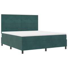 Letto a Terra vidaXL con Materasso e LED Verde Scuro 180x200 cm Velluto