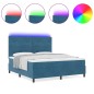 vidaXL Letto Box Spring con Materasso e LED Blu Scuro 180x200 cm Velluto vidaXL Letto Box Spring con Materasso e LED Blu Scuro 180x200 cm Velluto