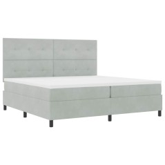 vidaXL Letto Box Spring con Materasso e Luce LED Grigio Chiaro 200x200 cm Velluto