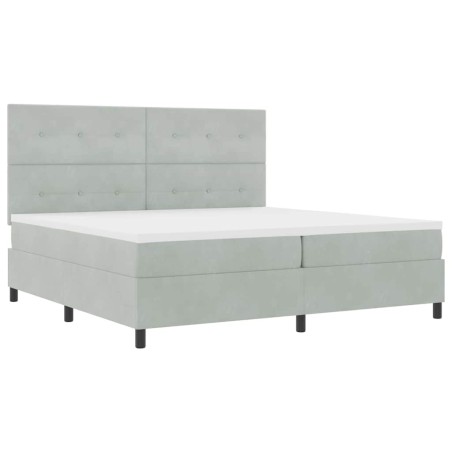 vidaXL Letto Box Spring con Materasso e Luce LED Grigio Chiaro 200x200 cm Velluto