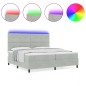 vidaXL Letto Box Spring con Materasso e Luce LED Grigio Chiaro 200x200 cm Velluto