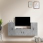 Set di Mobili Porta TV 3 pz Grigio Cemento in Legno Multistrato Set di Mobili Porta TV 3 pz Grigio Cemento in Legno Multistrato