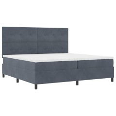 vidaXL Letto Box Spring con Materasso e LED Grigio Scuro 200x200 cm Velluto