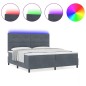 vidaXL Letto Box Spring con Materasso e LED Grigio Scuro 200x200 cm Velluto