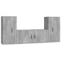 Set di Mobili Porta TV 3 pz Grigio Cemento in Legno Multistrato Set di Mobili Porta TV 3 pz Grigio Cemento in Legno Multistrato