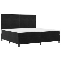 Letto a Molle con Materasso e LED Black 200x200 cm in Velluto