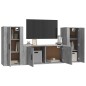 Set di Mobili Porta TV 3 pz Grigio Cemento in Legno Multistrato Set di Mobili Porta TV 3 pz Grigio Cemento in Legno Multistrato