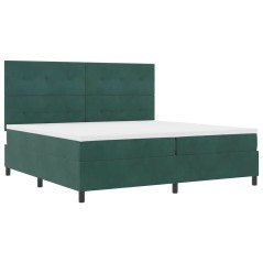 vidaXL Letto Box Spring con Materasso e LED Verde Scuro 200x200 cm Velluto