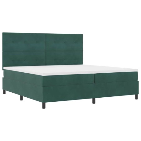 vidaXL Letto Box Spring con Materasso e LED Verde Scuro 200x200 cm Velluto