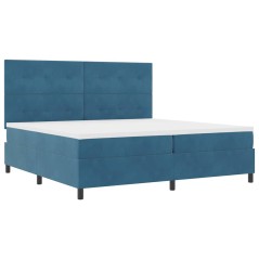 vidaXL Letto Box Spring con Materasso e LED Blu Scuro 200x200 cm Velluto
