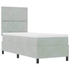 Letto Box Spring vidaXL con Materasso e Luce LED Grigio Chiaro 80x200 cm Velluto