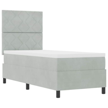 Letto Box Spring vidaXL con Materasso e Luce LED Grigio Chiaro 80x200 cm Velluto