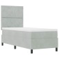 Letto Box Spring vidaXL con Materasso e Luce LED Grigio Chiaro 80x200 cm Velluto