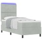 Letto Box Spring vidaXL con Materasso e Luce LED Grigio Chiaro 80x200 cm Velluto