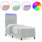 Letto Box Spring vidaXL con Materasso e Luce LED Grigio Chiaro 80x200 cm Velluto