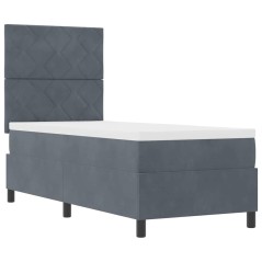 VidaXL Letto Box Spring con Materasso e LED Grigio Scuro 80x200 cm in Velluto