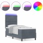 VidaXL Letto Box Spring con Materasso e LED Grigio Scuro 80x200 cm in Velluto