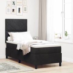 vidaXL Letto Box Spring con Materasso e LED Nero 80x200 cm Velluto