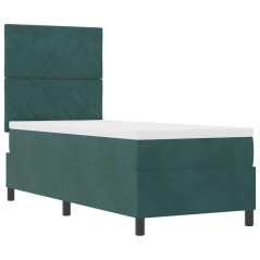 vidaXL Letto Box Spring con Materasso e LED Verde Scuro 80x200 cm Velluto