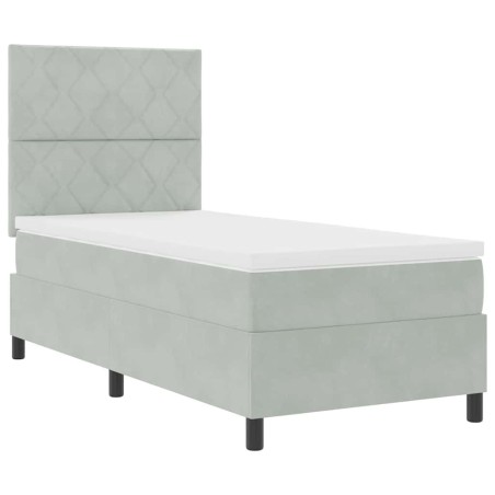 vidaXL Letto a Rete con Materasso e Luce LED Grigio Chiaro 90x190 cm Velluto