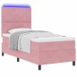 vidaXL Letto Box Spring con Materasso & LED Rosa 90x190 cm in Velluto