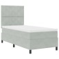 vidaXL Letto con Box Spring e Materasso & Luce LED Grigio Chiaro 90x200 cm Velluto vidaXL Letto con Box Spring e Materasso & Luce LED Grigio Chiaro 90x200 cm Velluto