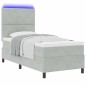 vidaXL Letto con Box Spring e Materasso & Luce LED Grigio Chiaro 90x200 cm Velluto vidaXL Letto con Box Spring e Materasso & Luce LED Grigio Chiaro 90x200 cm Velluto